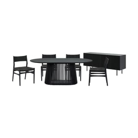 Luxur Living Khodad Khojbad Black 6pc Oval Dining Set with Buffet