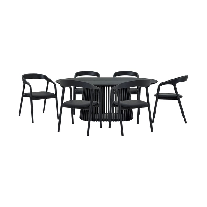 Luxur Living Khodad Khopadi Black 7pc Oval Dining Set LUX-SETPA7APBLK