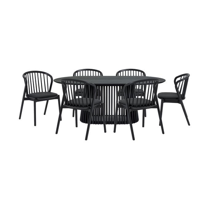 Luxur Living Khodad Khori Black 7pc Oval Dining Set LUX-SETPA7ECBLK