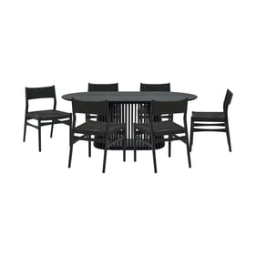 Luxur Living Khodad Khojbad Black 7pc Oval Dining Set