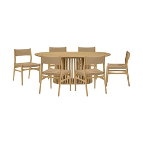 Luxur Living Khodad Khojbad Brown 7pc Oval Dining Set