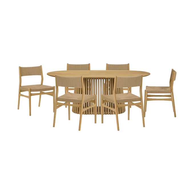 Luxur Living Khodad Khojbad Brown 7pc Oval Dining Set LUX-SETPA7ERNAT