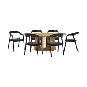 Luxur Living Khodad Khopadi Natural Black 7pc Oval Dining Set