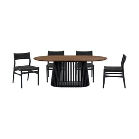 Luxur Living Khodad Khojbad Walnut Black 5pc Oval Dining Set