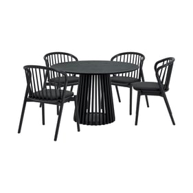 Luxur Living Khodad Khori Black 5pc Round Dining Set