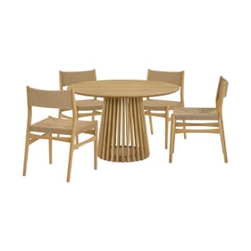 Luxur Living Khodad Khojbad Brown 5pc Round Dining Set