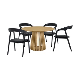 Luxur Living Khodad Khopadi Natural Black 5pc Round Dining Set