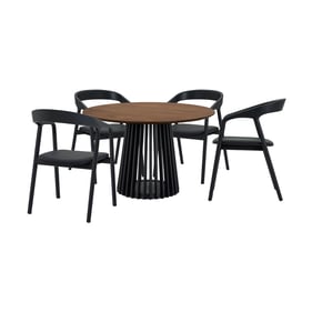 Luxur Living Khodad Khopadi Walnut Black 5pc Round Dining Set