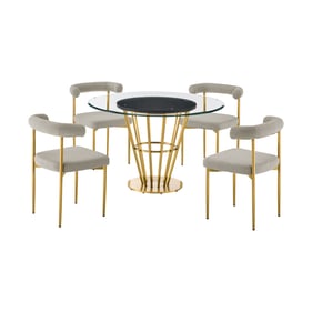 Luxur Living Kondhur Kolwihir Gold 5pc Round Dining Table Set