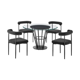 Luxur Living Kondhur Kolwihir Black 5pc Round Dining Table Set