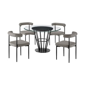 Luxur Living Kondhur Kolwihir Light Gray Black Iron 5pc Round Dining Table ...