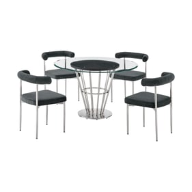 Luxur Living Kondhur Kolwihir Gray 5pc Round Dining Table Set