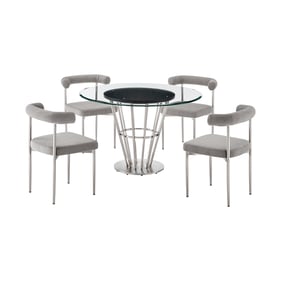 Luxur Living Kondhur Kolwihir Silver 5pc Round Dining Table Set