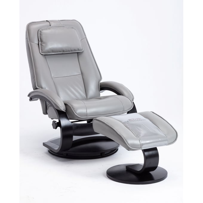 Mac Motion Relax R Black Leather Brampton Recliner and Ottoman MAC-M052-004625