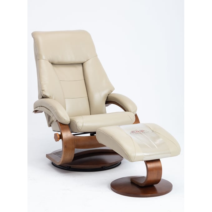 Mac Motion Relax R Walnut Leather Montreal Recliner and Ottoman MAC-M058-097103