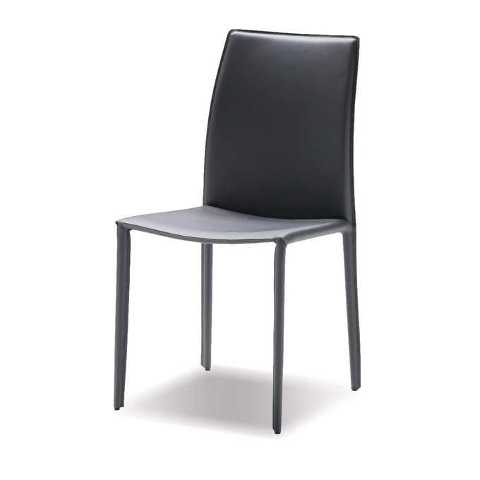 2 Mobital Zak Grey Leather Dining Chairs MBT-DCHZAKBGREY