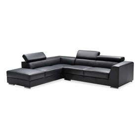 Mobital Icon Black Leather Sectional with LSF Chaise