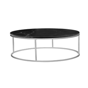 Mobital Onix Black Marble Brushed Round 3pc Coffee Table Set