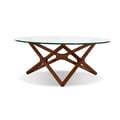 COFFEE table QUASAR clear glass top/ash stained light walnut base