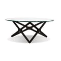 COFFEE table QUASAR clear glass top/solid wood ash black base