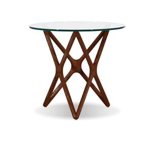 Mobital Quasar Light Walnut Clear Glass Top Low End Table