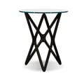 END TABLE QUASAR tall clear glass top/solid ash black base