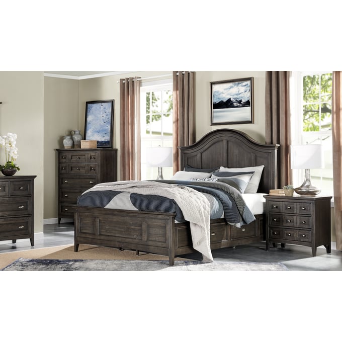 Magnussen Home Westley Falls Graphite 4pc Bed Set With King Arched ...