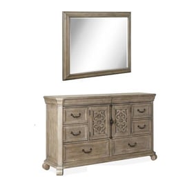 Magnussen Home Tinley Park Dovetail Grey Dresser and Landscape Mirror