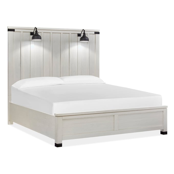 Magnussen Home Harper Springs Wood Cal King Panel Bed with 2 Lamps MG-B5321-74-CKPBED