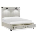 Wood Queen Panel Bed Storage Footboard SU