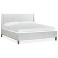 Wood Queen/King Island Bed White Upholstered Rails SU