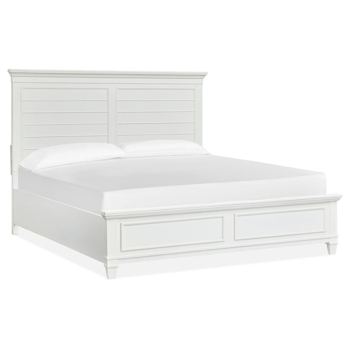 Magnussen Home Charleston White Wood Cal King Panel Bed MG-B5611-74-WH-CKPBED