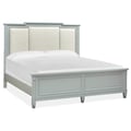 Wood Queen Panel Bed Upholstered Headboard KD