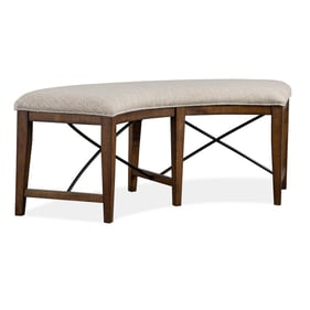 Magnussen Home Bay Creek Toasted Nutmeg Baja Fog Upholstered Curved Bench