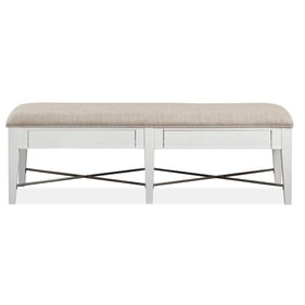 Magnussen Home Heron Cove White Baja Fog Upholstered Bench