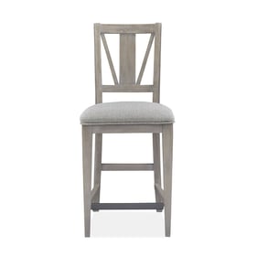 2 Magnussen Home Paxton Place Dovetail Grey Baja Fog Upholstered Counter Ch...