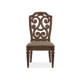 2 Magnussen Home Durango Wood Dining Side Chairs with Upholstered Seat