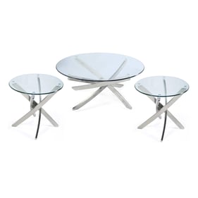 Magnussen Home Zila Nickel 3pc Round Coffee Table Set