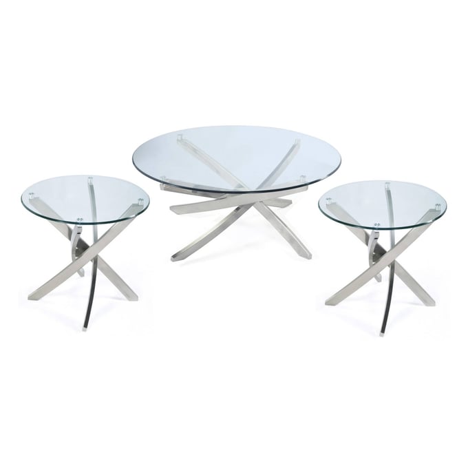 Magnussen Home Zila Nickel 3pc Round Coffee Table Set MG-T2050-S