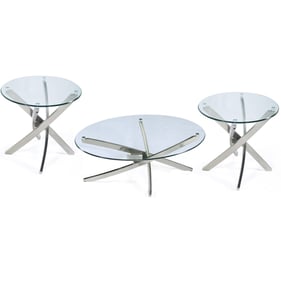 Magnussen Home Zila Nickel 3pc Oval Coffee Table Set