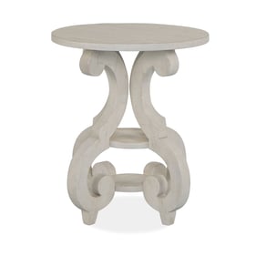 Magnussen Home Bronwyn Alabaster Antique Brass Round Accent Table