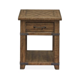 Magnussen Home Chesterfield Farmhouse Timber Rectangular End Table