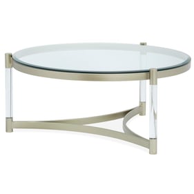 Magnussen Home Silas Platinum Clear Acrylic Round Cocktail Table