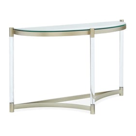 Magnussen Home Silas Platinum Clear Acrylic Demilune Sofa Table