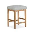 Wood Stool w/Grey Upholstered Seat KD