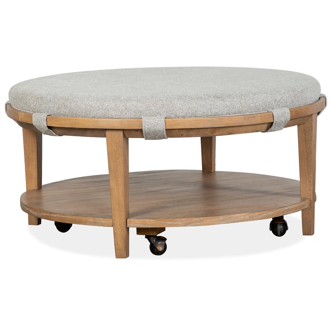 Magnussen Home Lindon Grey Round Cocktail Table with Casters MG-T5570-45G