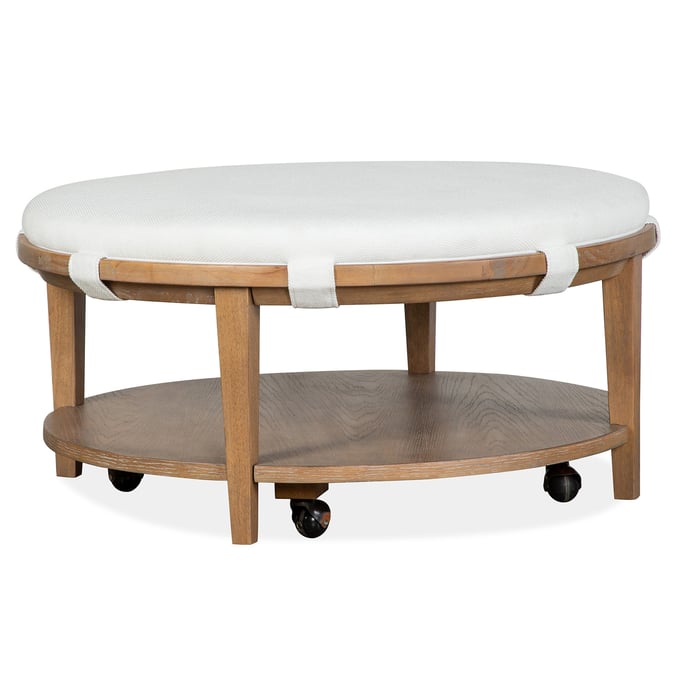 Magnussen Home Lindon White Round Cocktail Table with Casters MG-T5570-45W