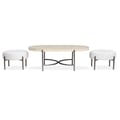 Wood Oval Cocktail Table w/2 Ottomans (Uph. Seat) KD