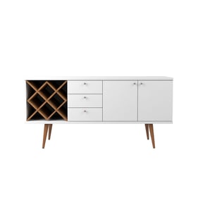 Manhattan Comfort Utopia Off White 4 Bottle Wine Rack Sideboard Buffet Stan...