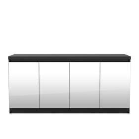 Manhattan Comfort Viennese Black Matte 62.99 Inch Buffet Cabinet with Mirro...